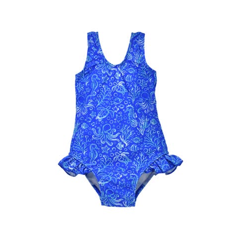 Infant & Toddlers Sun Protective UPF 50+ Delaney Hip Ruffle Swimsuit
