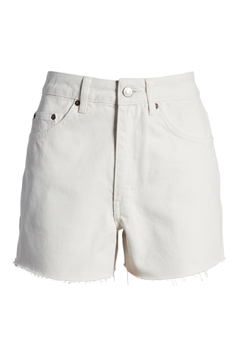 A-Line Ripped Denim Mom Shorts, Alternate, color, WHITE