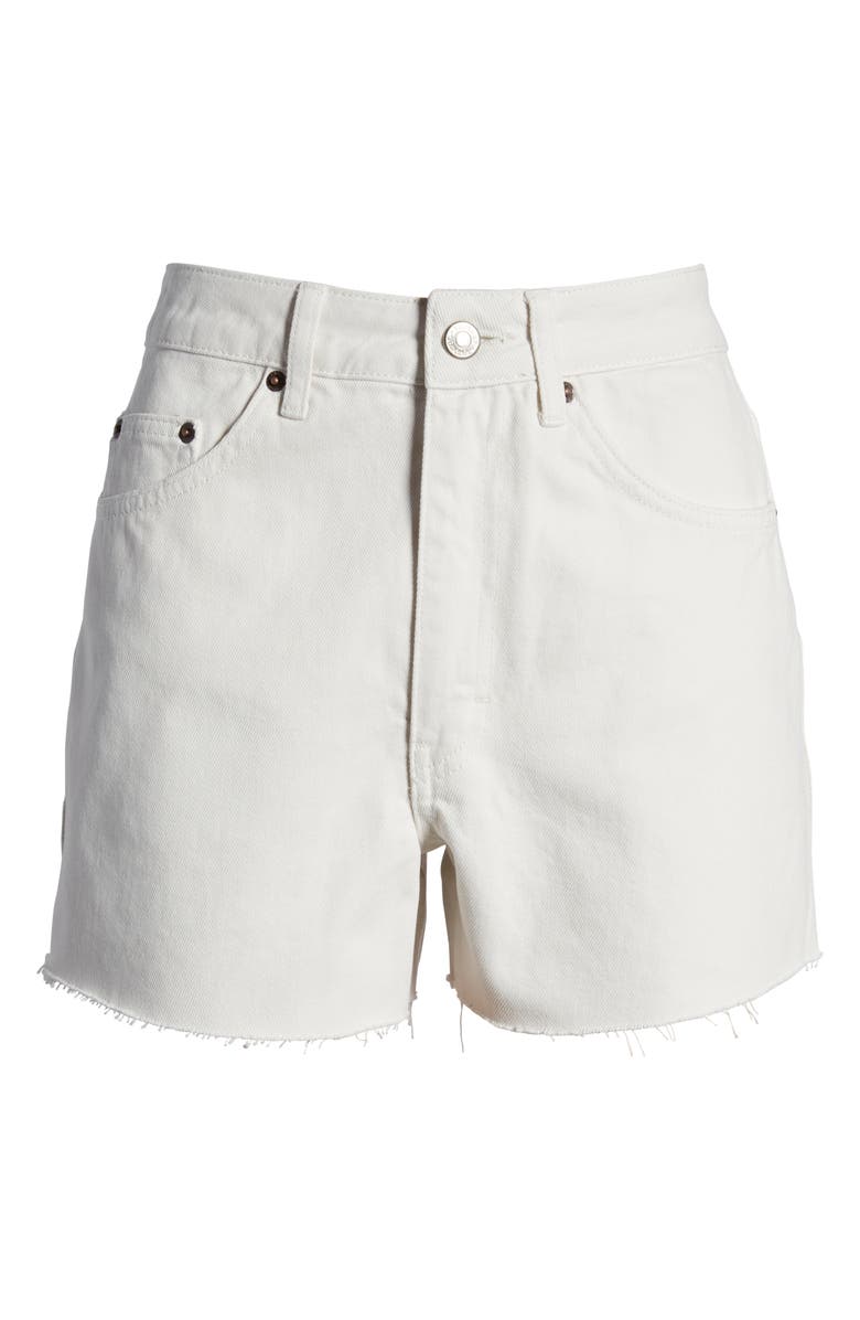 Topshop A-Line Ripped Denim Mom Shorts, Alternate, color, 