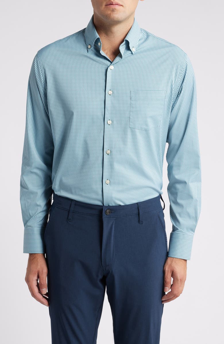 Peter Millar Barrie Microcheck Performance Twill Button-Down Shirt, Main, color, 