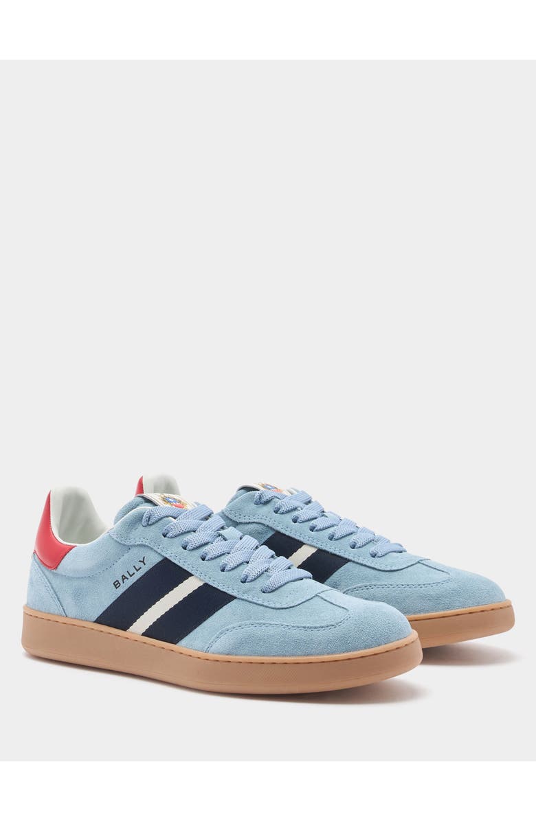 Bally Calf Suede Retro Crest Sneaker, Alternate, color, Blue