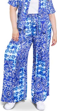 FLYING TOMATO Print Woven Satin Pants