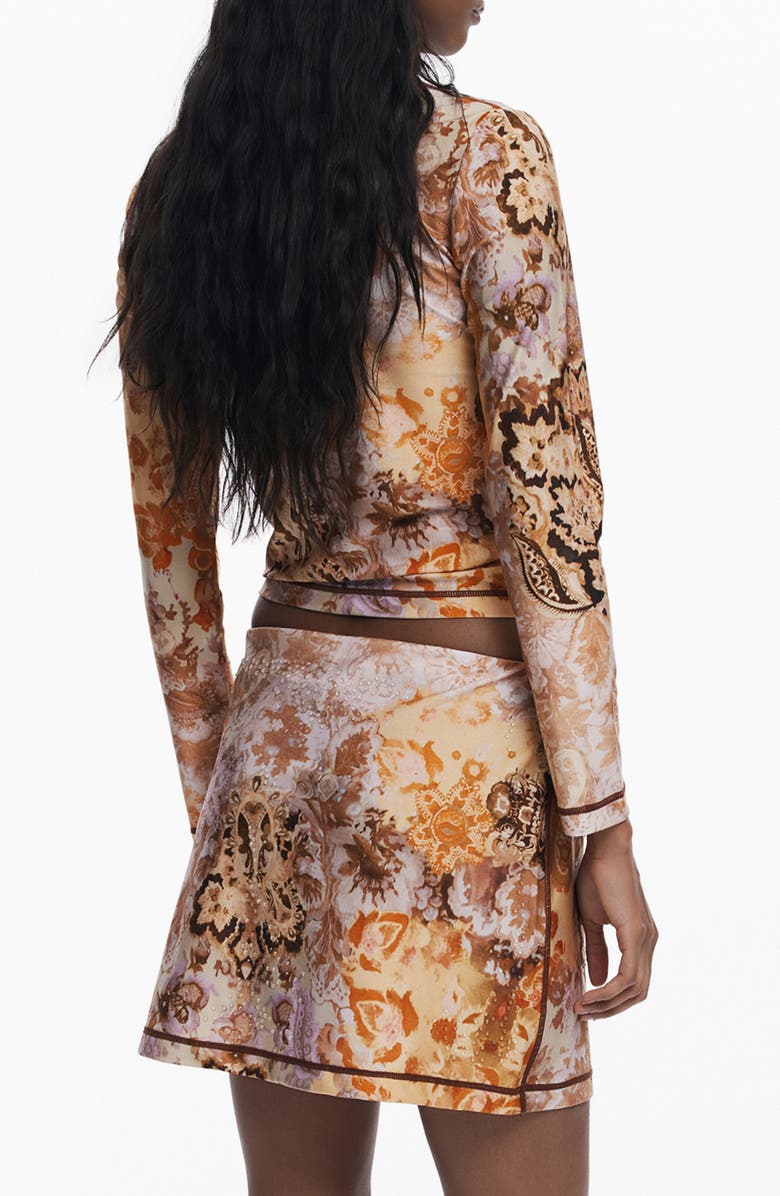 Desigual Printed Long Sleeve T-Shirt, Alternate, color, Terracotta