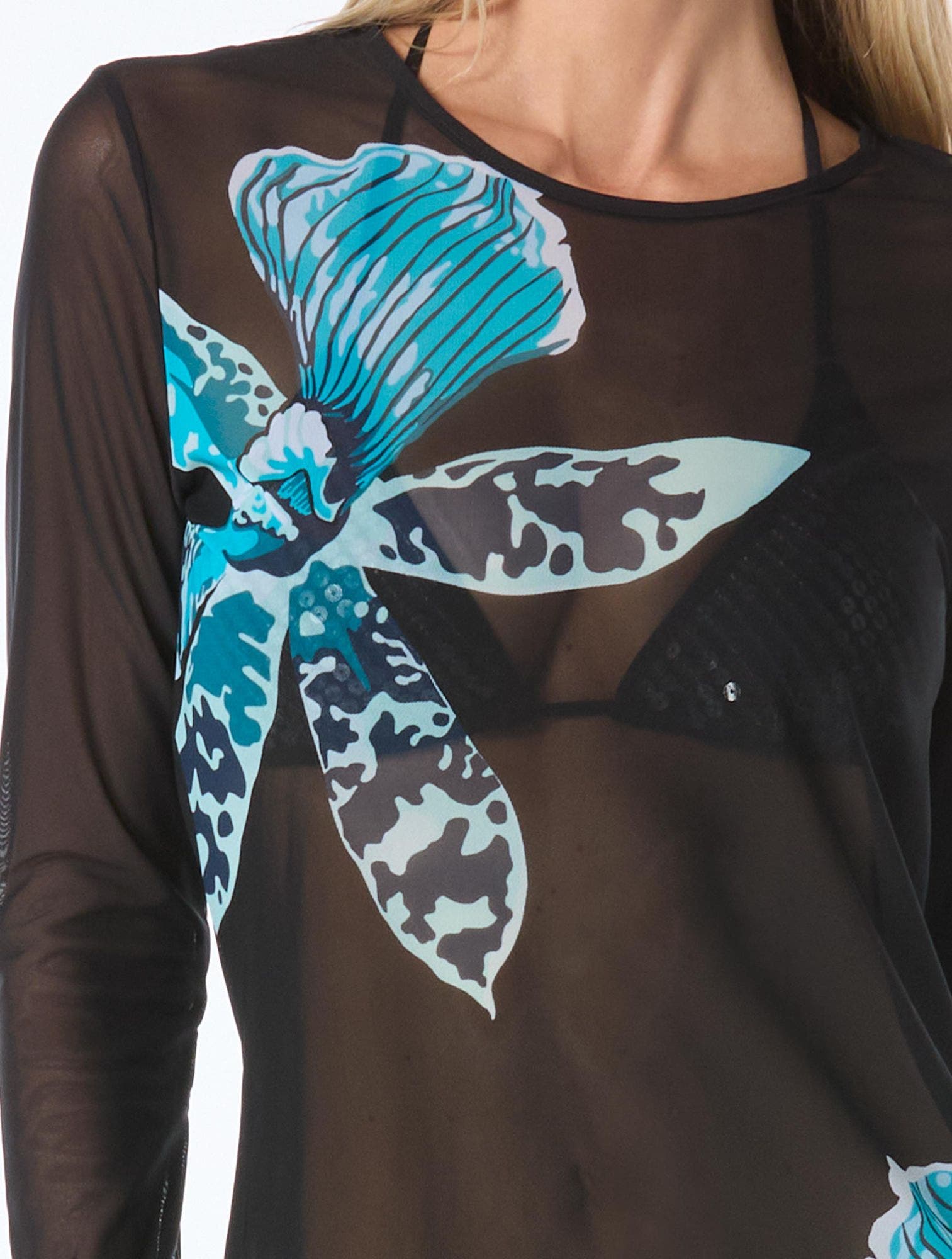 Vince Camuto Mesh Long Sleeve Cover Up Dress Swim (Women) | Nordstrom