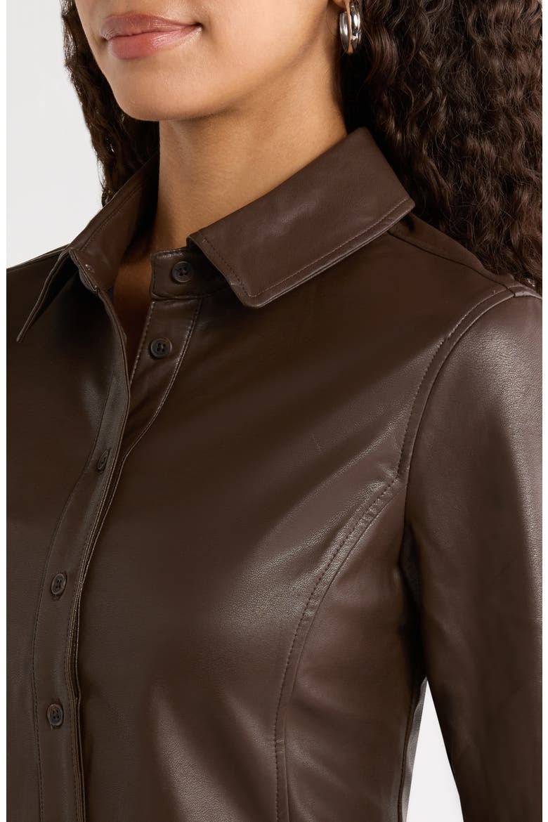 Faux Leather Fitted Shirt, Alternate, color, DELICIOSO