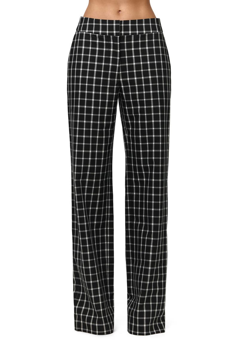 Plaid Wide Leg Pants, Main, color, BLACK