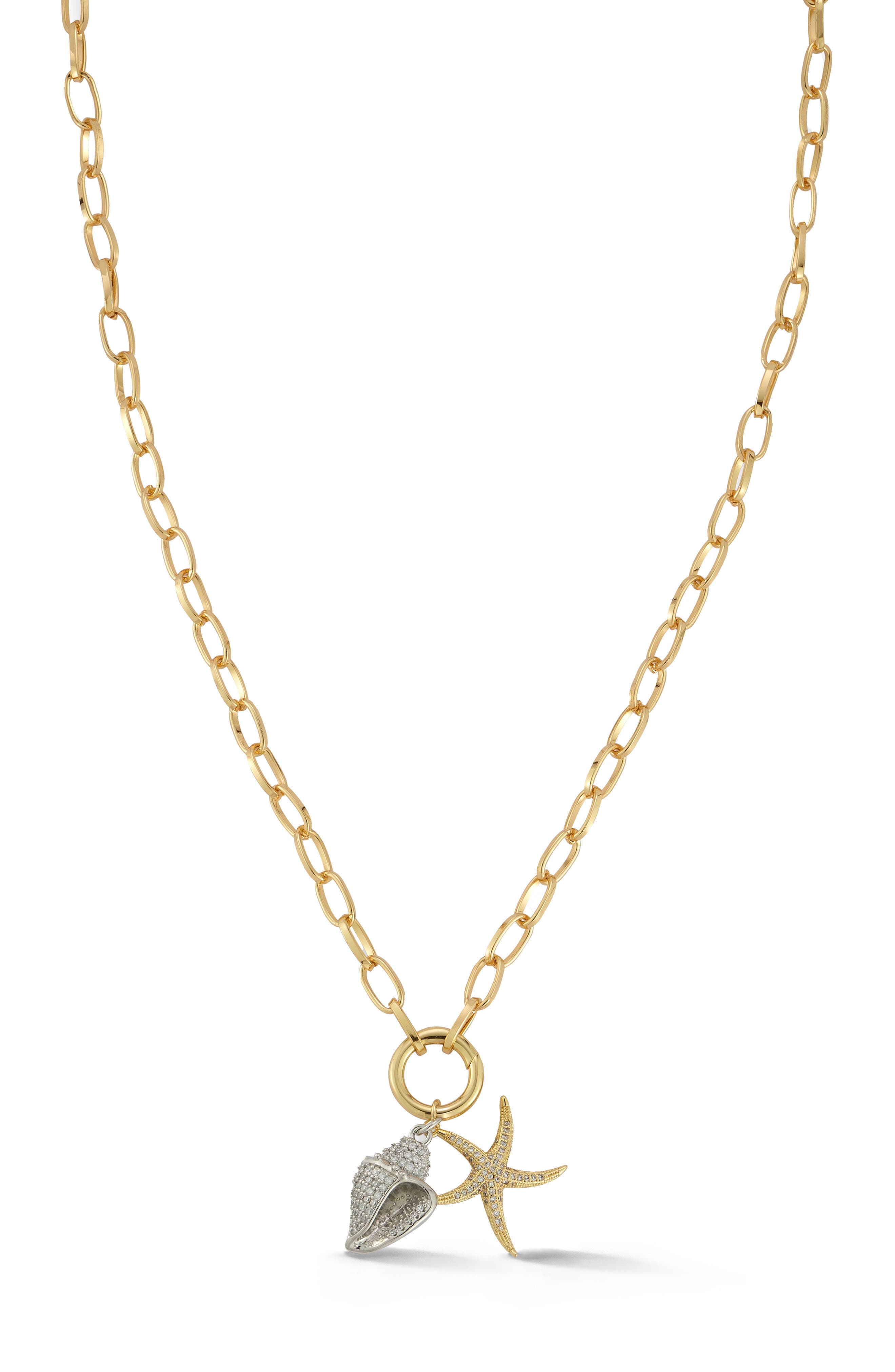 Two Tone Charm Pendant Necklace