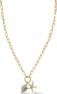 CHLOE AND MADISON Two Tone Charm Pendant Necklace