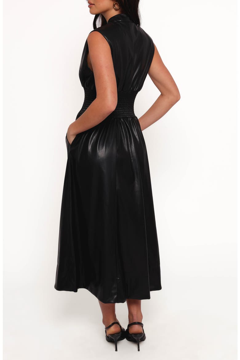 Lizzi Faux Leather Midi Dress, Alternate, color, BLACK