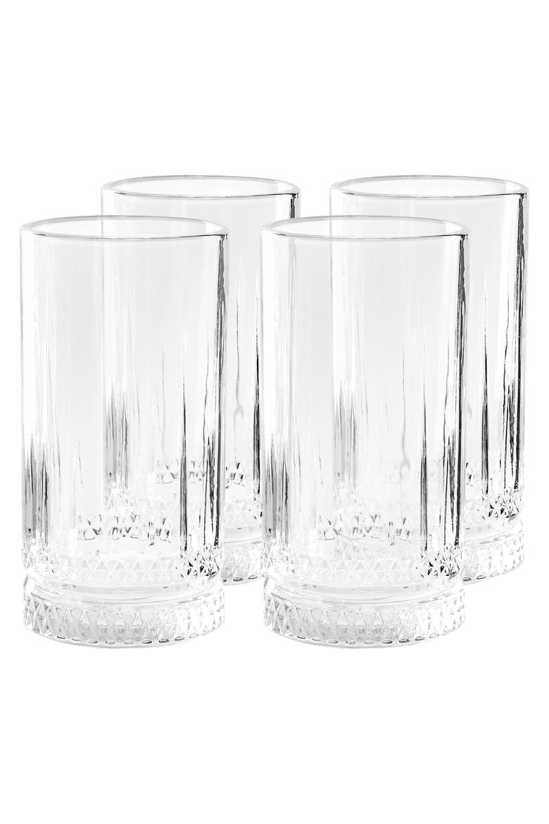 4 Piece 16 Ounce Iceberg Embossed Glass Tumbler Set, Main, color, Clear