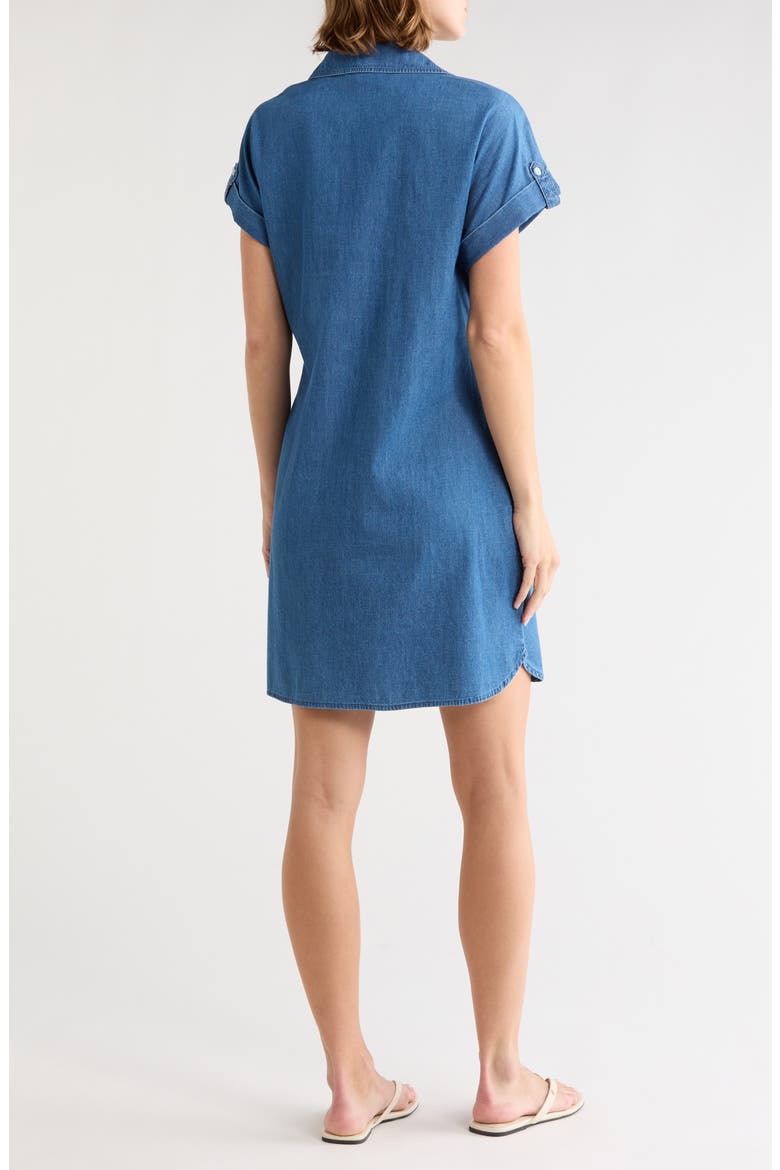 Cap Sleeve Denim Shirtdress, Alternate, color, MEDIUM WASH