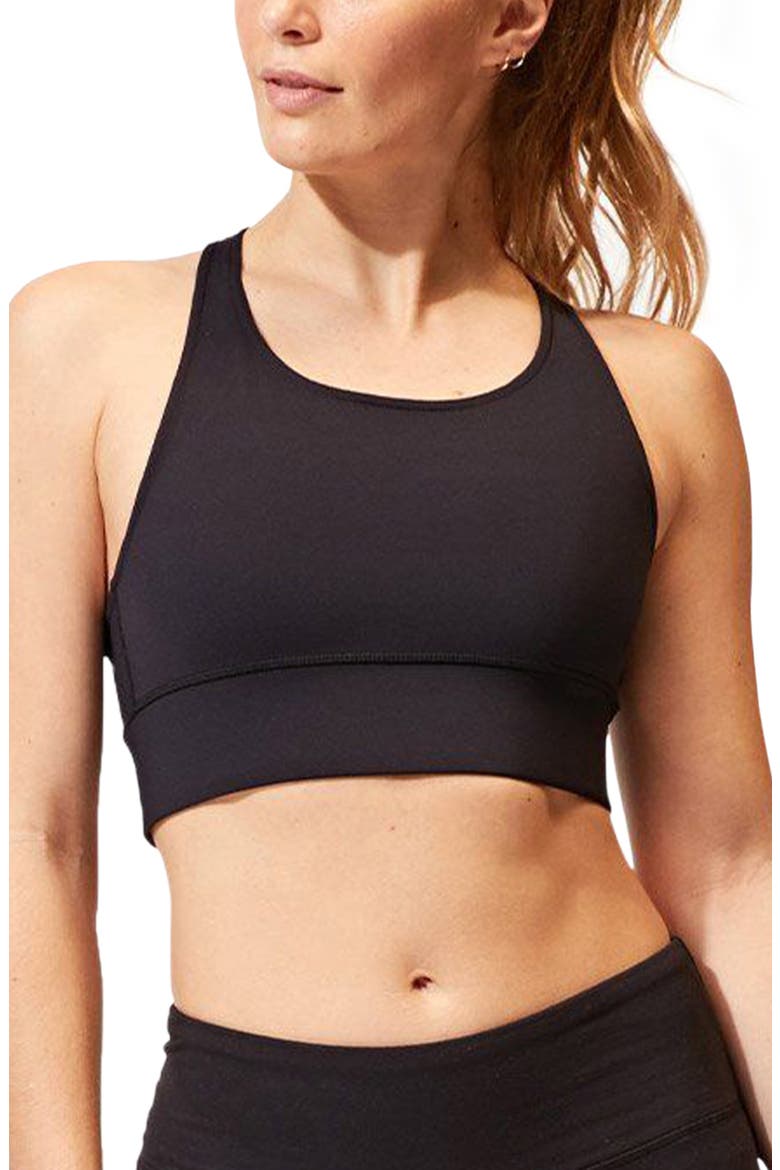 Strappy Sports Bra, Main, color, JET BLACK