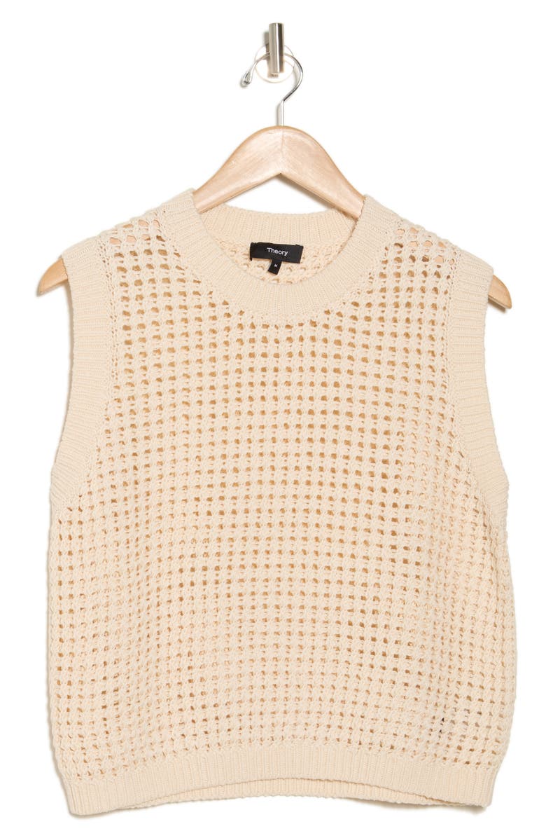 Theory Open Stitch Pima Cotton Sweater Vest, Alternate, color, Bone