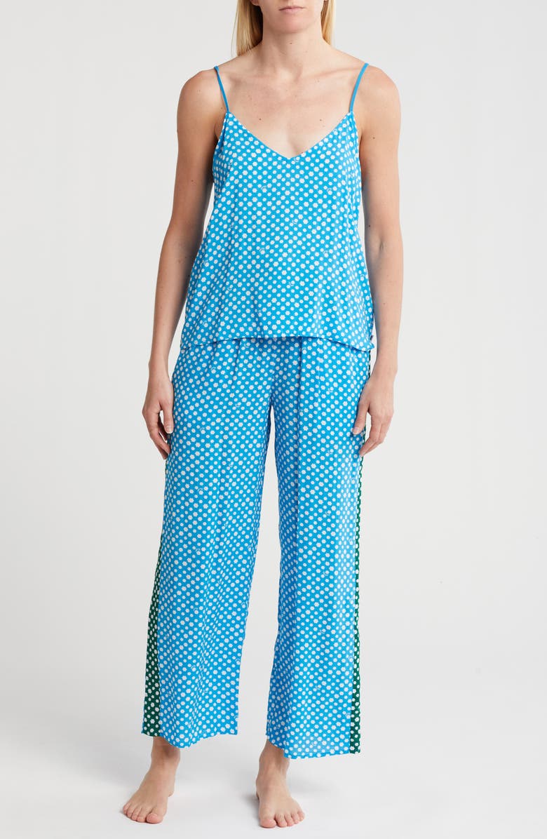 DKNY Colorblock Print Pajamas, Main, color, Aqua Dot