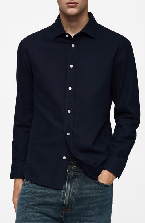 Mango Slim Fit Cotton Button-up Shirt In Dark Navy