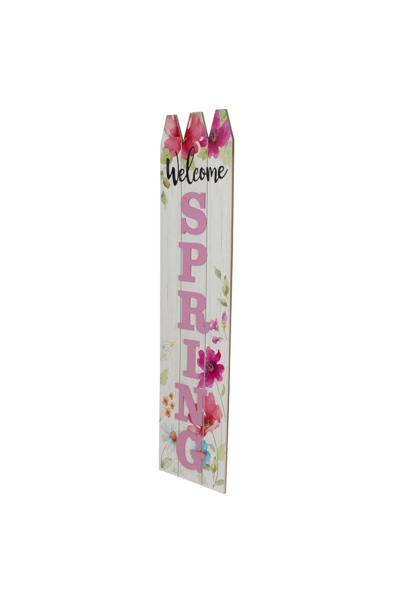 Northlight 40" Welcome Spring Floral Outdoor Porch Board Sign Decoration, Alternate, color, Pink