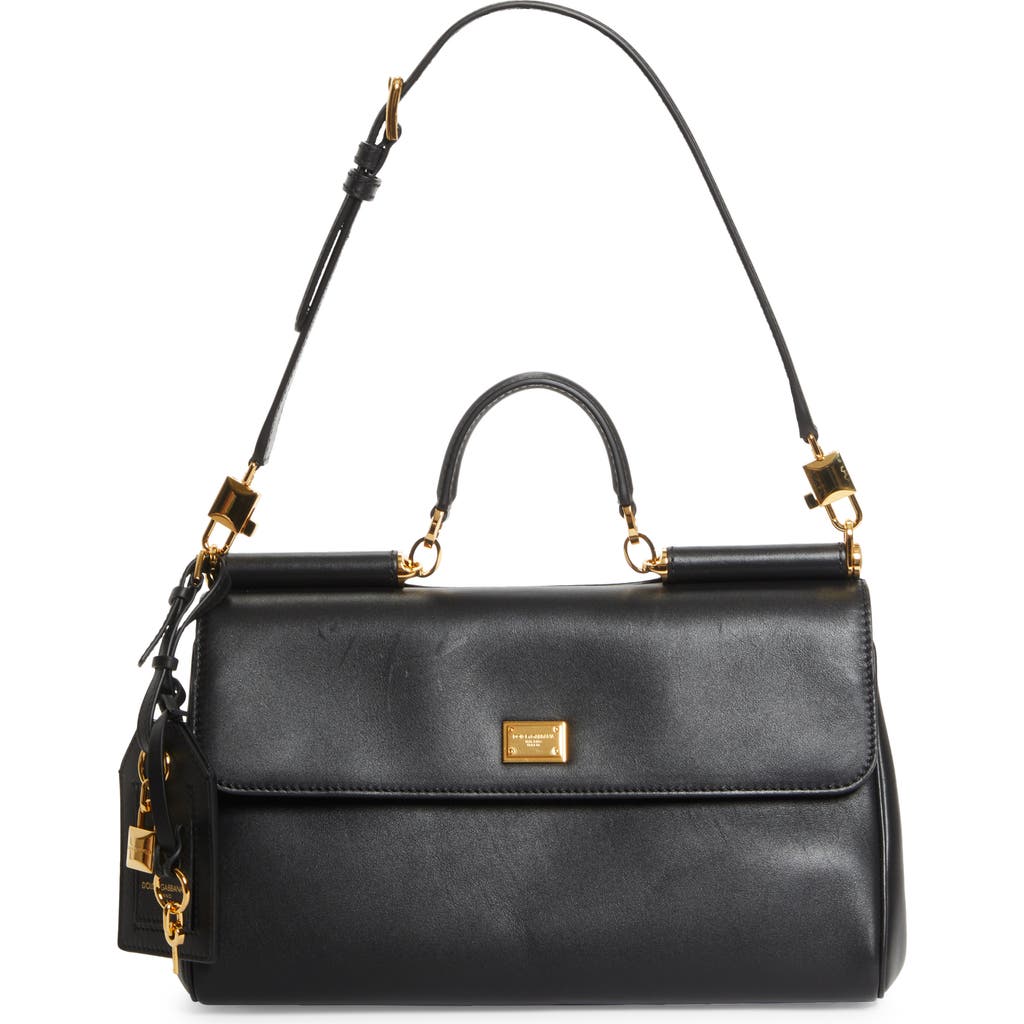 Dolce & Gabbana Sicily Leather Top-handle Bag In Black