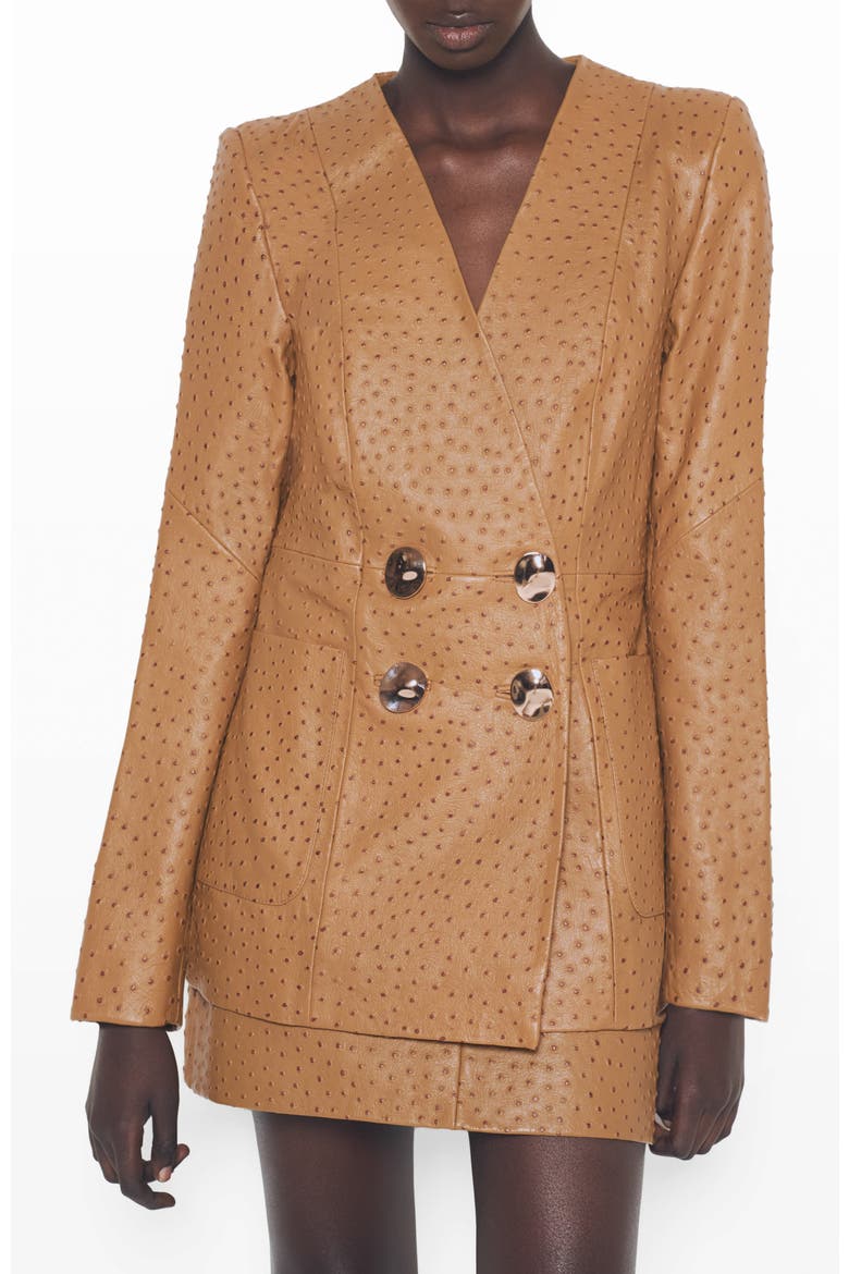 Nadine Upcycled Leather Blazer, Main, color, Amber
