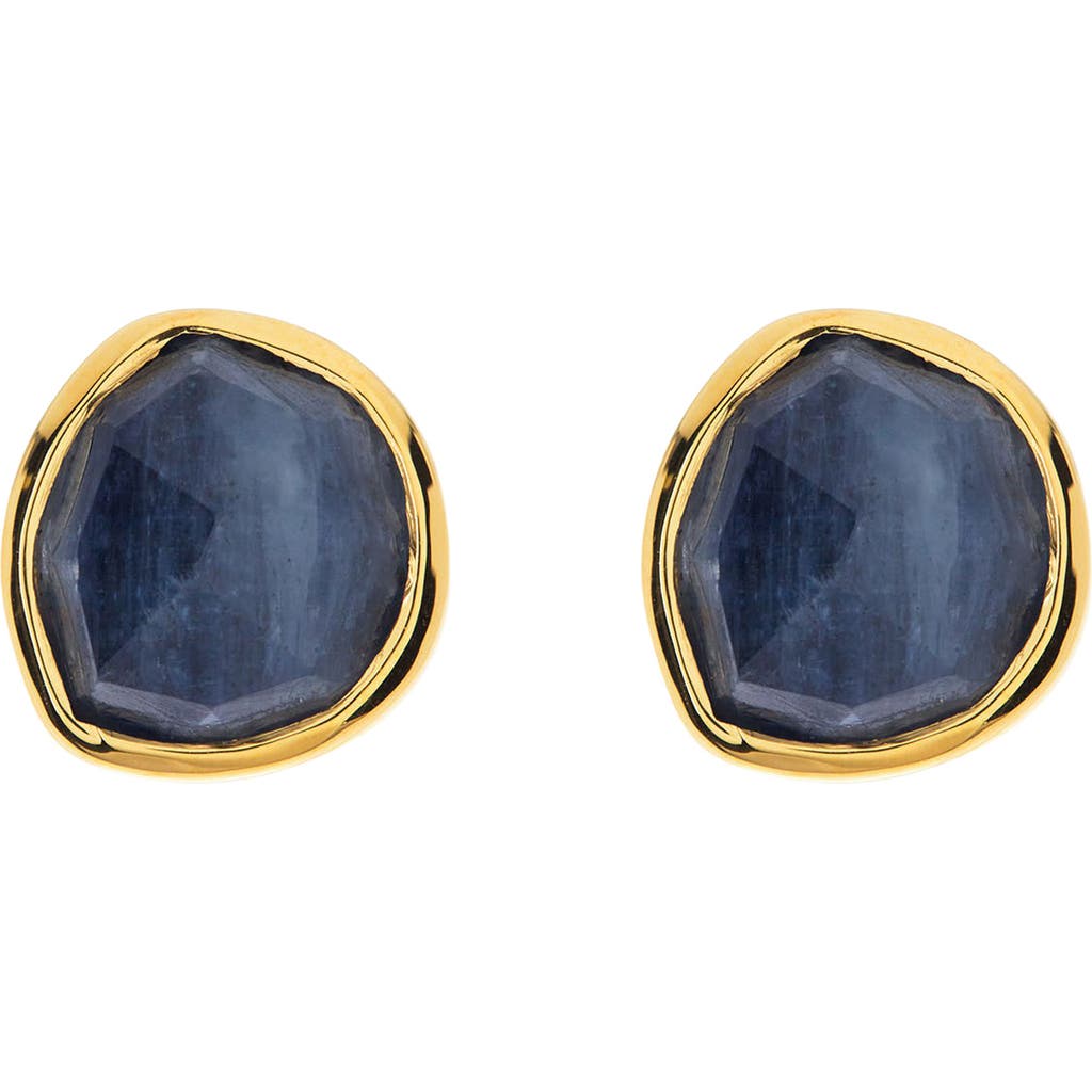 Monica Vinader Siren 18k Gold Vermeil Kyanite Stud Earrings In Blue