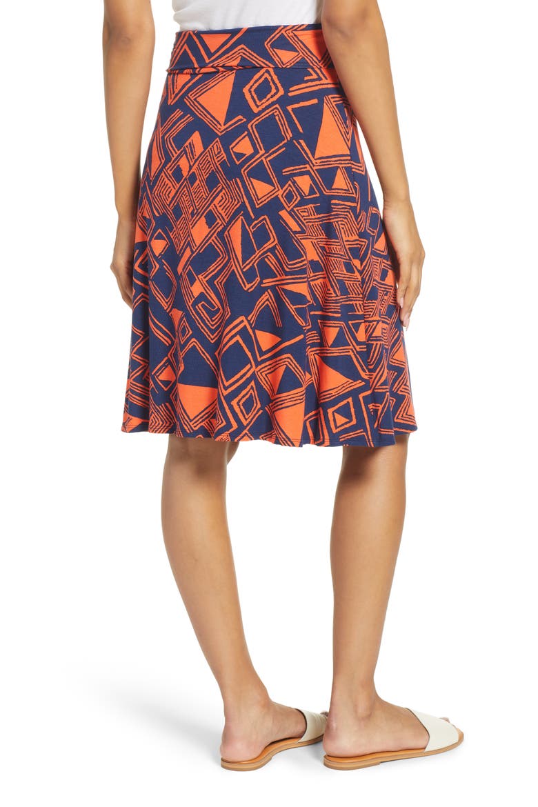 Geo Print Roll Top Skirt, Alternate, color, NAVY/ ORANGE