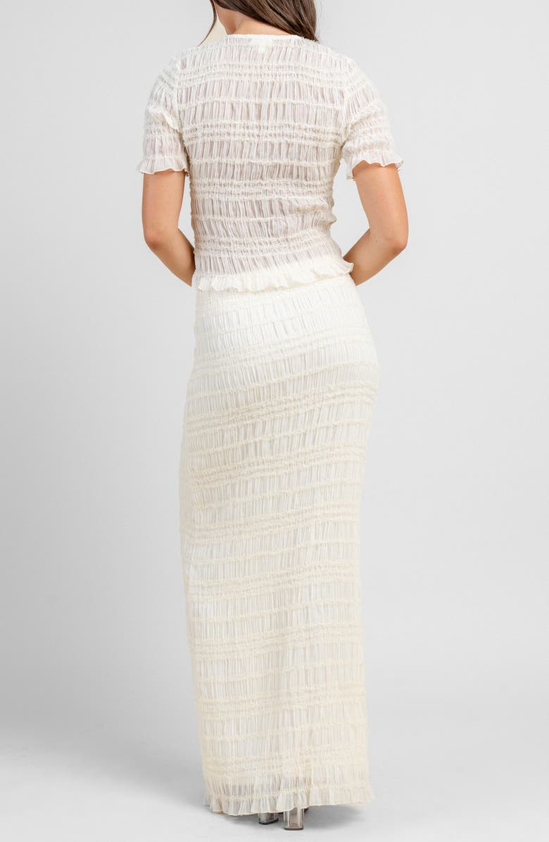 Beivy Ruched Top & Maxi Skirt Set, Alternate, color, Ivory