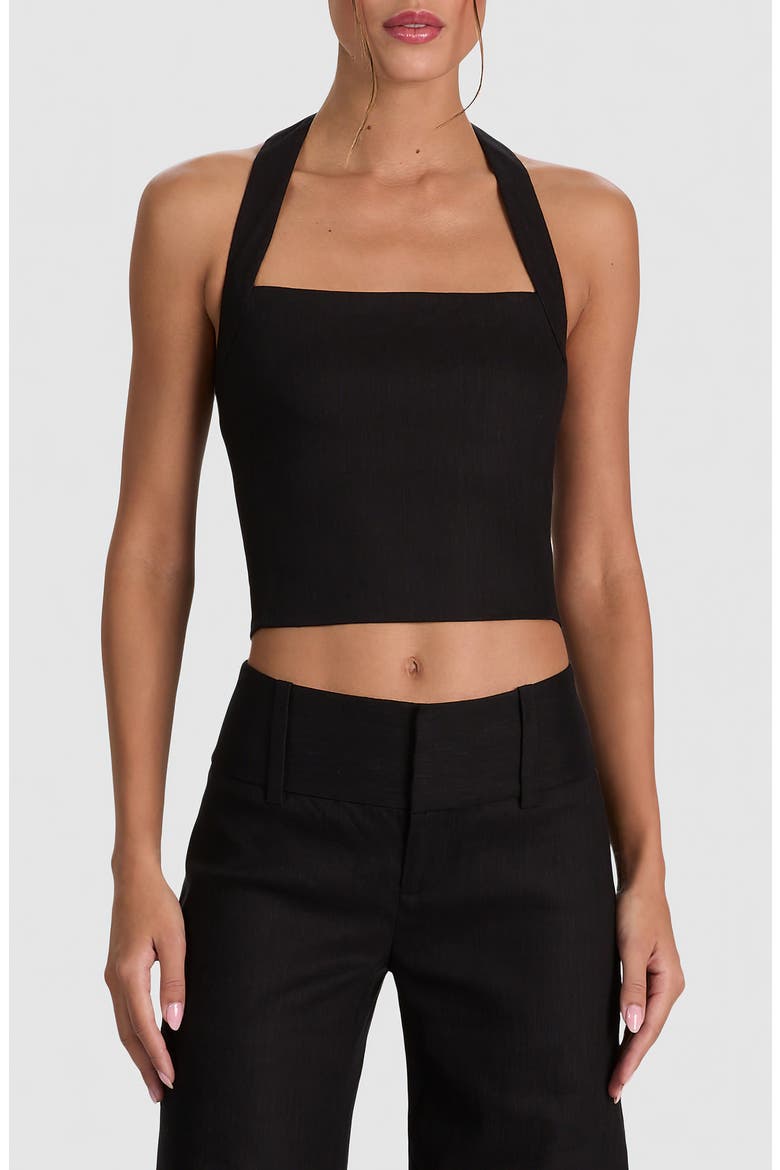 Fiona Crop Halter Top, Main, color, BLACK