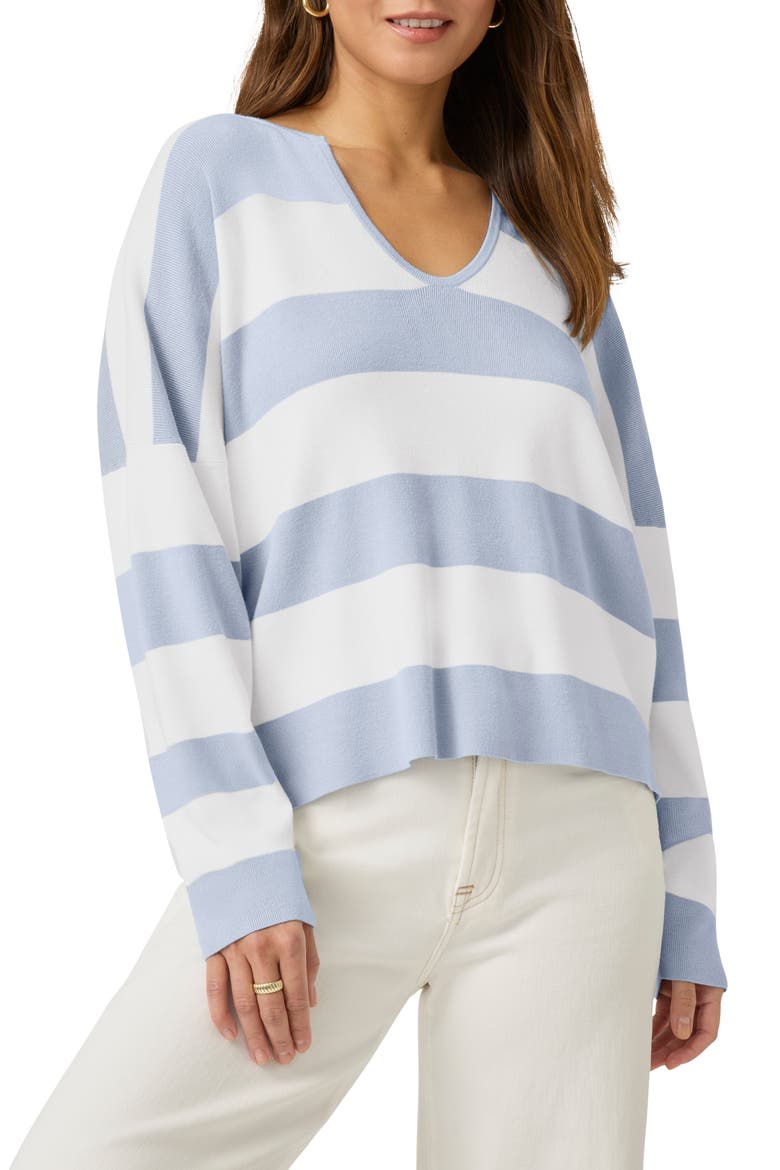 Veronica Stripe Sweater, Main, color, WHITE/ SEAPORT