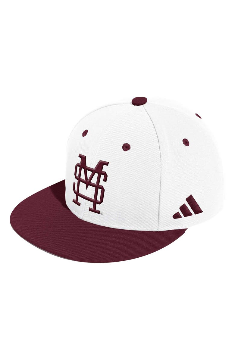adidas Men's adidas White Mississippi State Bulldogs On-Field Baseball Fitted Hat, Main, color, White