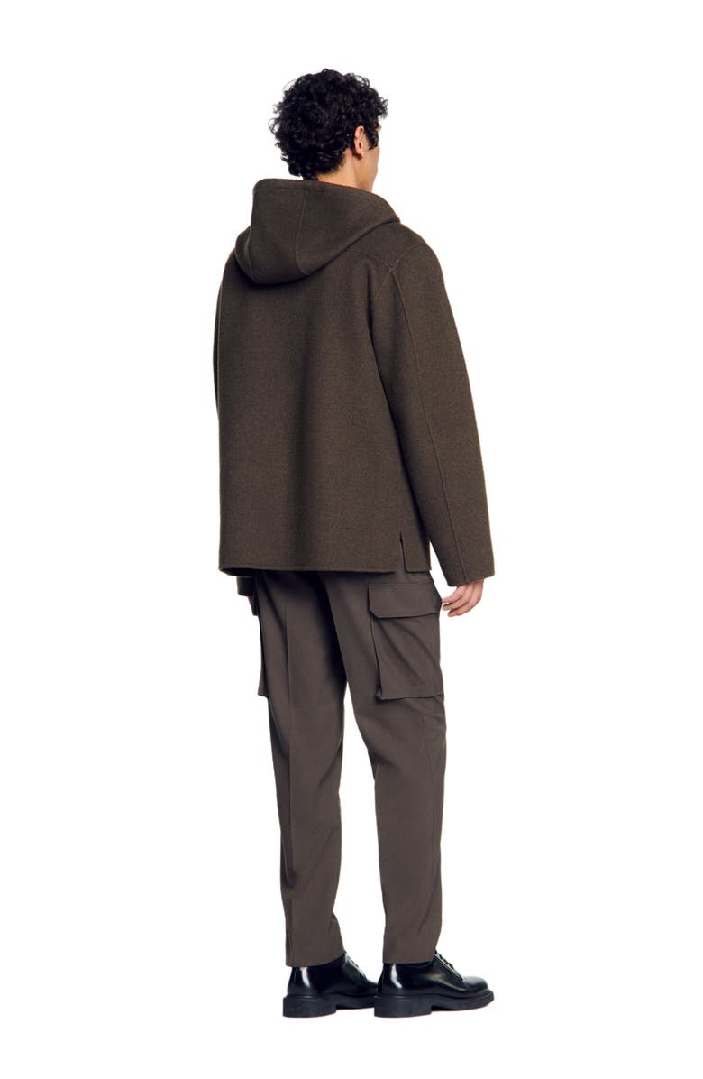 SANDRO Hooded windbreaker, Alternate, color, Dark Khaki