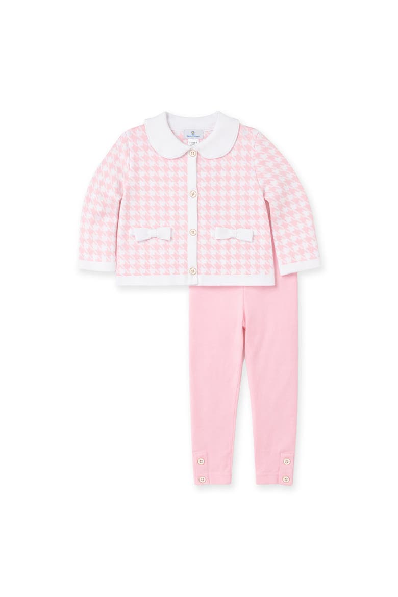 Houndstooth Cardigan Sweater Set, Main, color, Pink & White Houndstooth