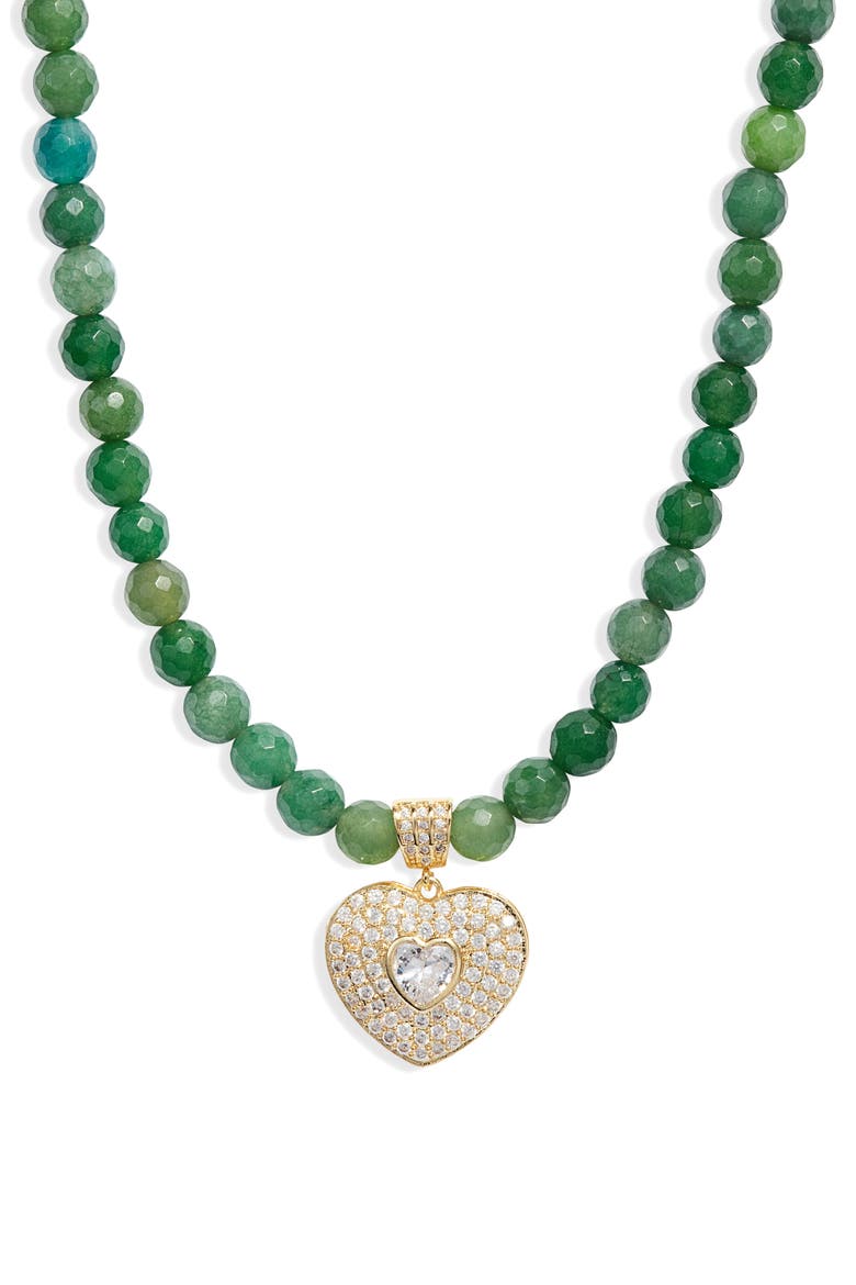 Smooth Jade Royal Heart Pendant Necklace, Main, color, GREEN/ GOLD