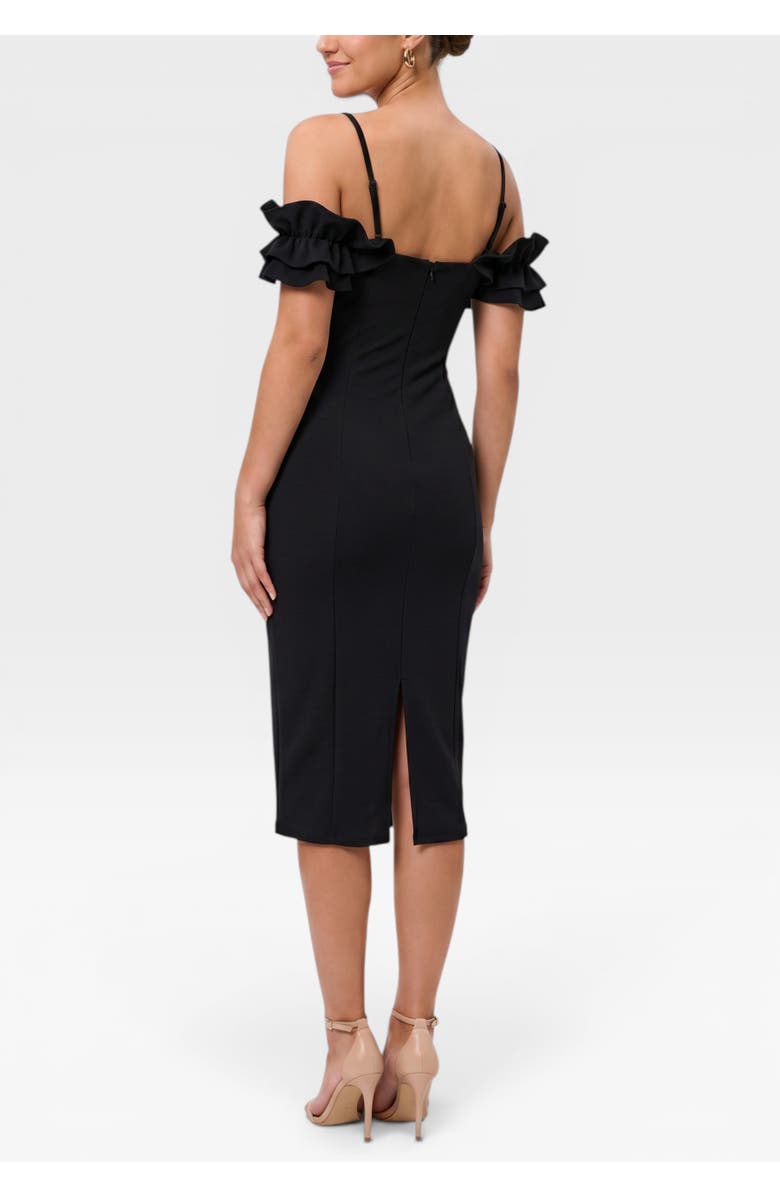 RACHEL Rachel Roy Parcella Ruffle Sleeve Midi Dress, Alternate, color, Black
