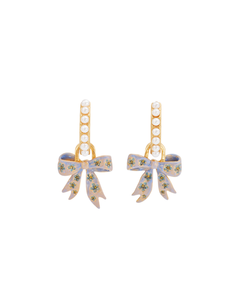 Forget Me Not Bow Huggie Earrings