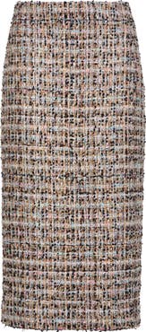 ST. JOHN Metallic Tweed Pencil Skirt