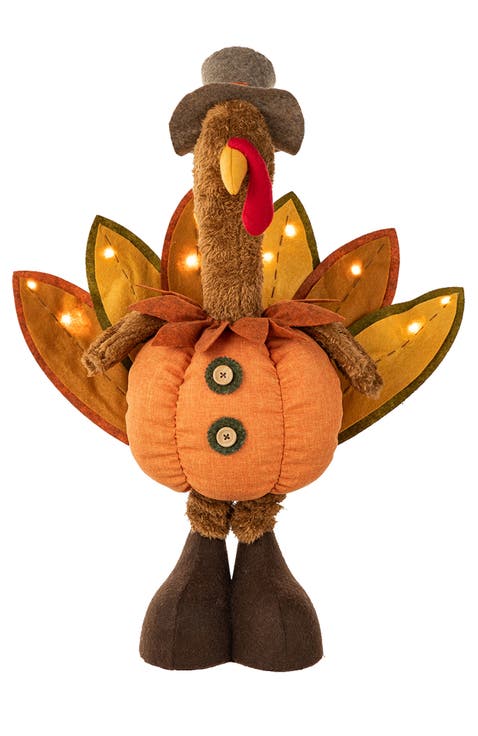 Fabric Turkey Standing Decor With Telescoping Legs and Timer