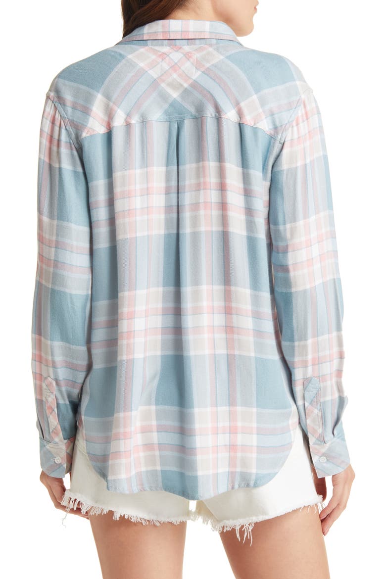 Hunter Plaid Button-Up Shirt, Alternate, color, AGAVE ROSE SAND