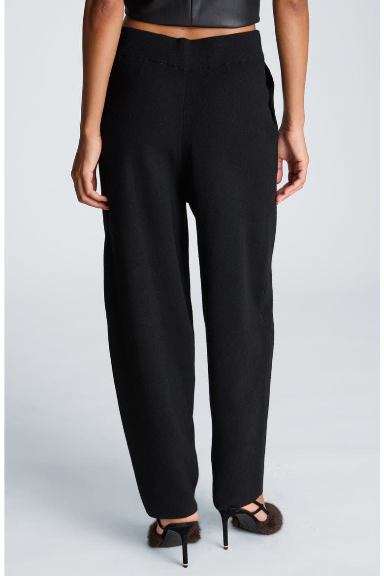 Wool & Cashmere Blend Barrel Leg Sweater Pants, Alternate, color, BLACK