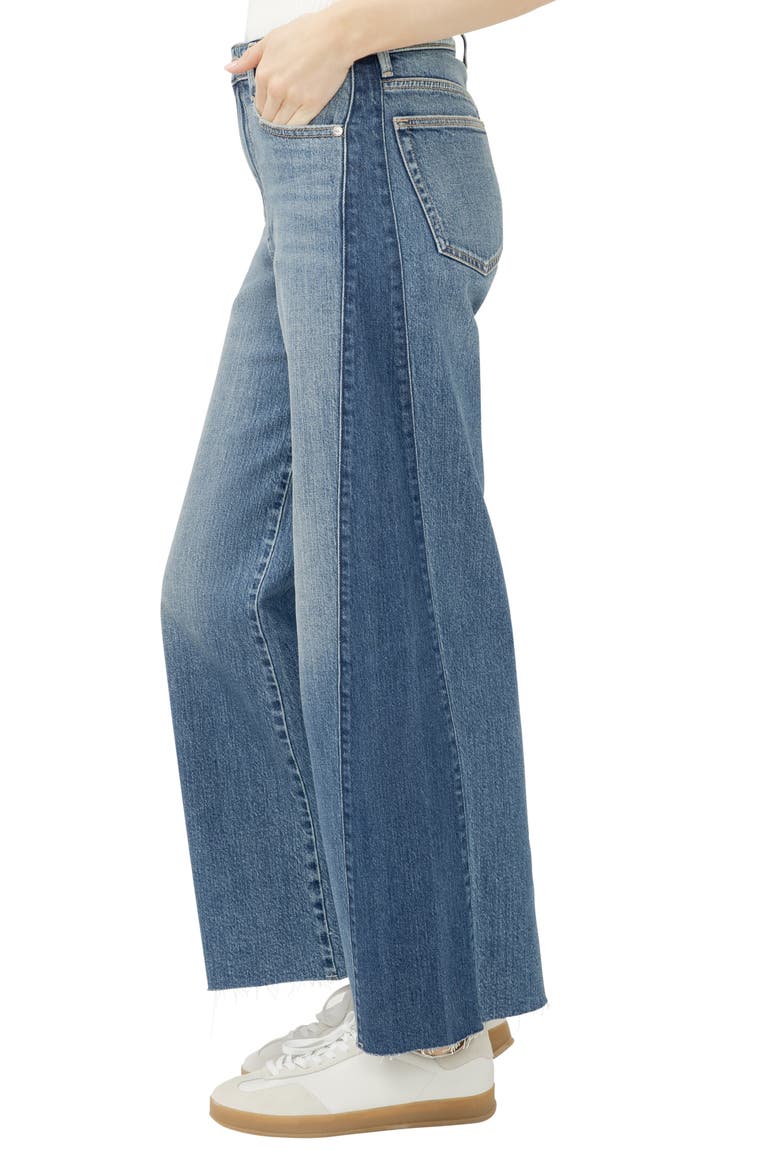 Isbister Raw Hem Two Tone High Waist Wide Leg Jeans, Alternate, color, ABIGAIL