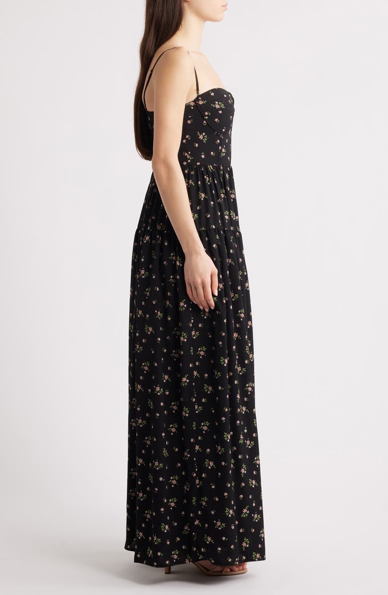 Lulus Luisa Floral Maxi Cocktail Dress, Alternate, color, Black Floral