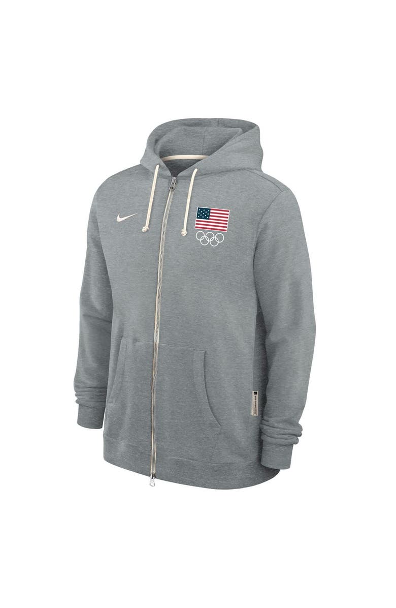 Nike Men's Nike Heather Gray Team USA Standard Issue Dri-FIT Full-Zip Hoodie, Alternate, color, Heather Gray