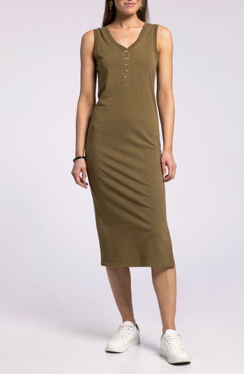 Thread & Supply Wilfred Cotton Body-con Midi Dress In Green