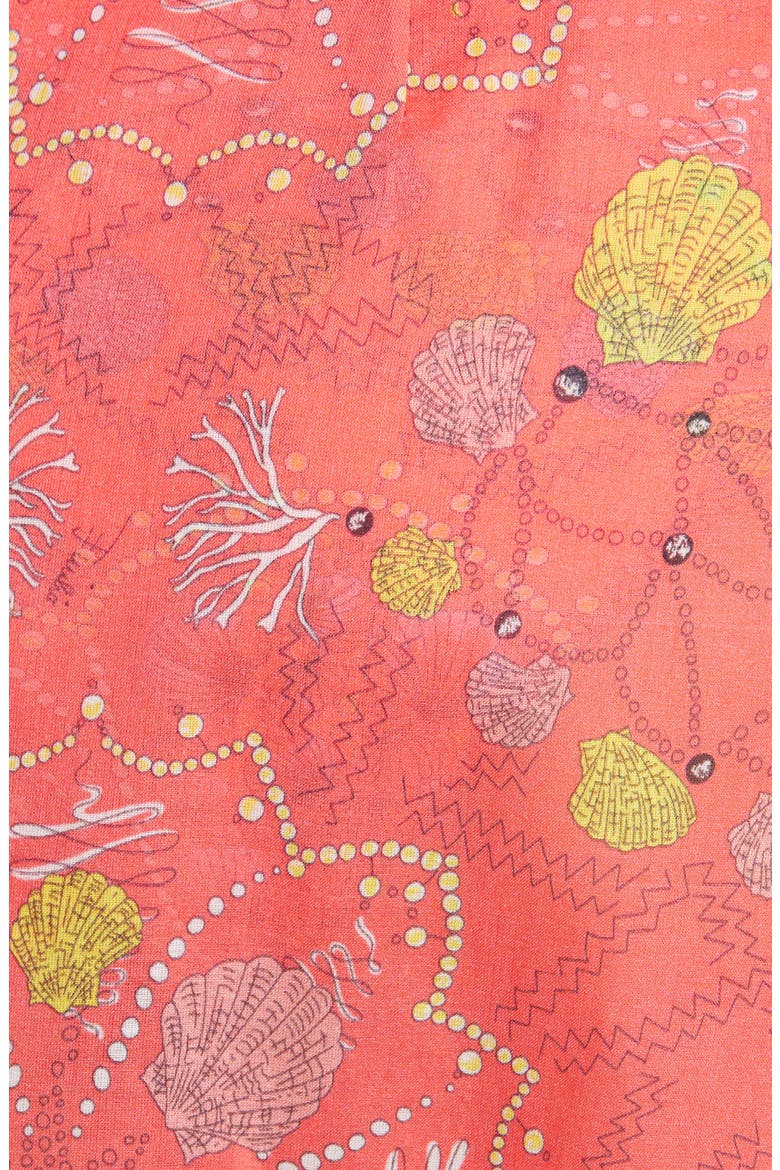 Conch Print Cotton Cover-Up Wrap Skirt, Alternate, color, 066 CORAL