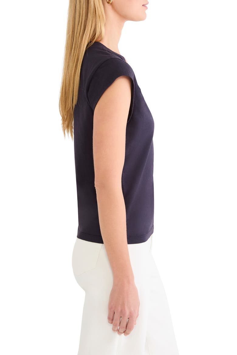 Cap Sleeve Cotton T-Shirt, Alternate, color, DARK INDIGO