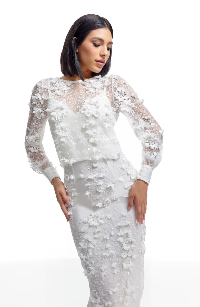 Dress the Population Pilar Long Sleeve Dress, Alternate, color, White