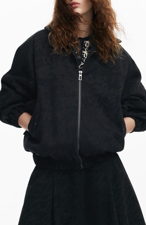 Tonal Pattern Hooded Jacket