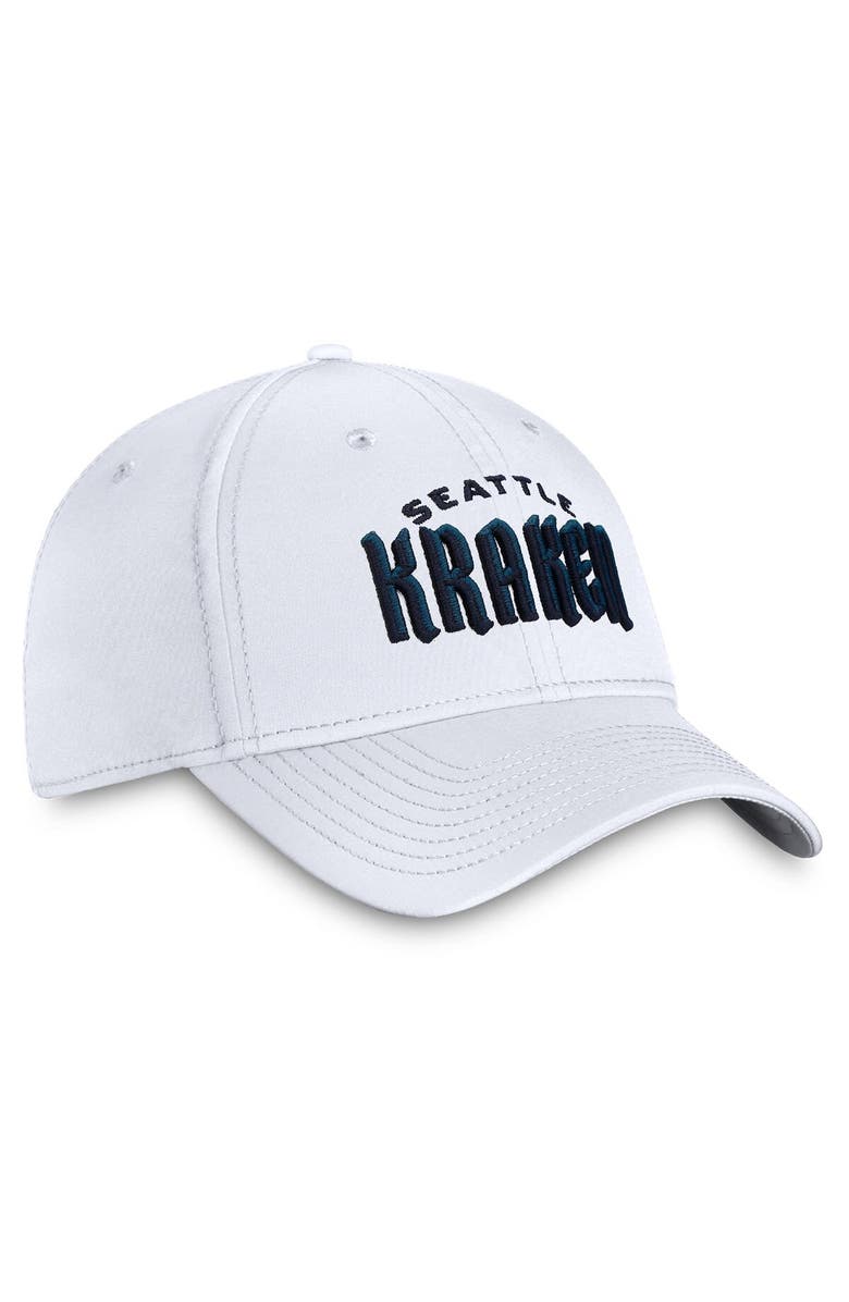 FANATICS Men's Fanatics Branded White Seattle Kraken Wordmark Flex Hat, Alternate, color, White