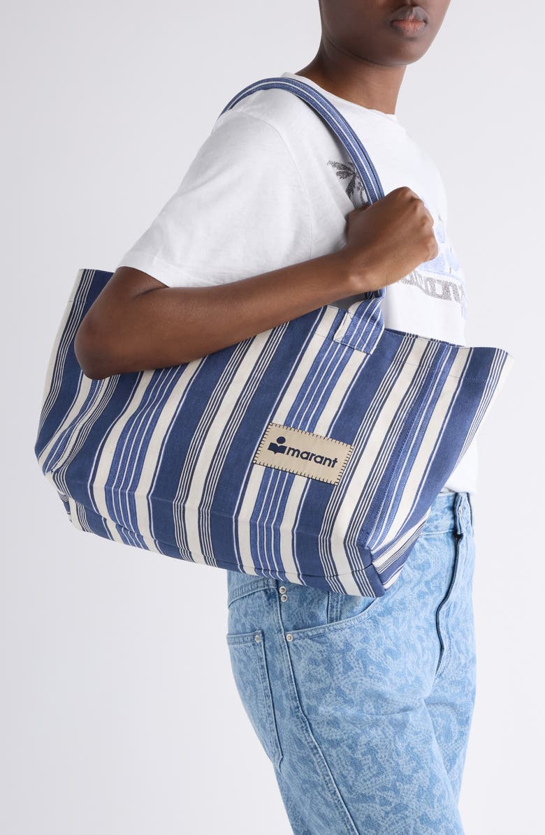 Isabel Marant Small Yenky Stripe Canvas Tote, Alternate, color,