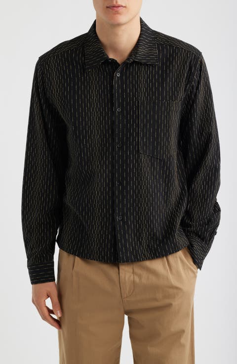 Leland Stripe Boxy Button-Up Shirt