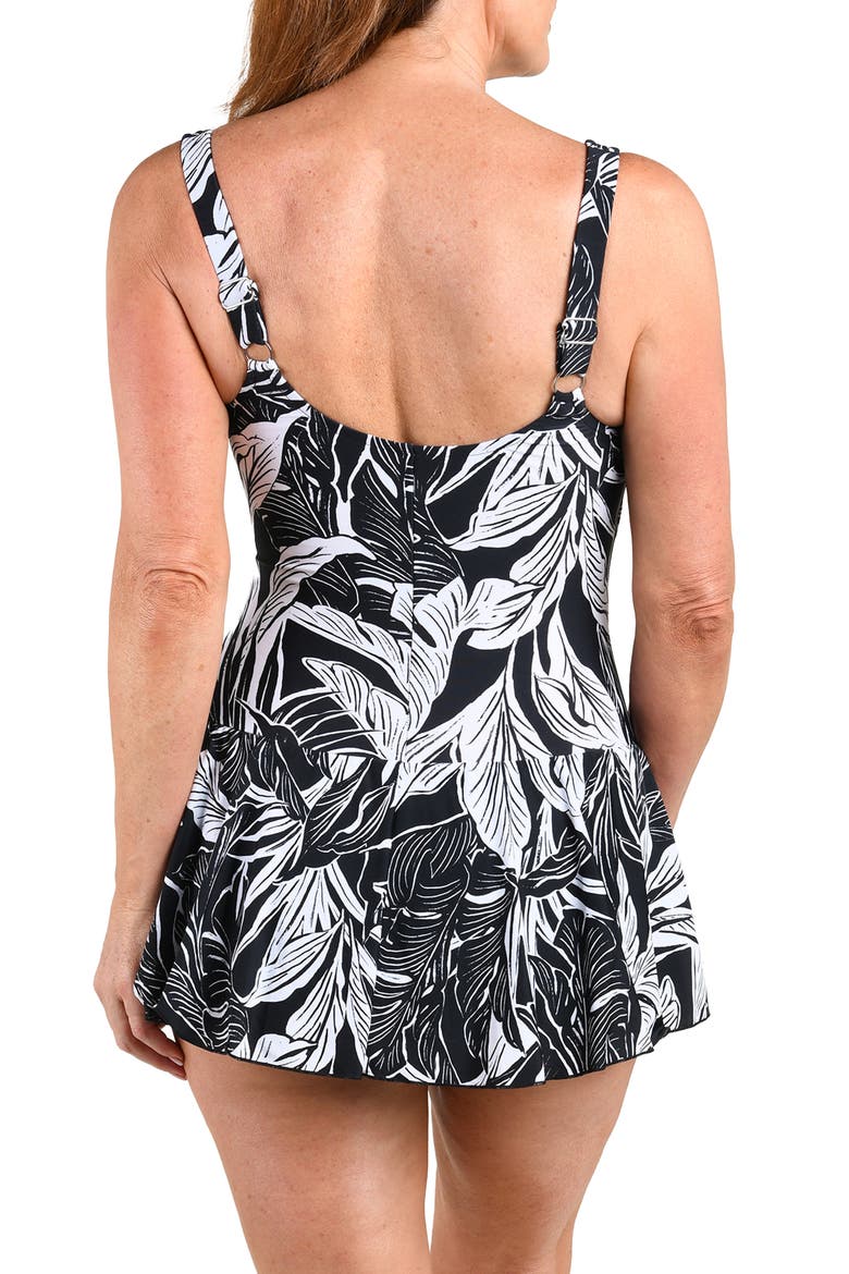 Princess Seam One-Piece Swimdress, Alternate, color, BLACK