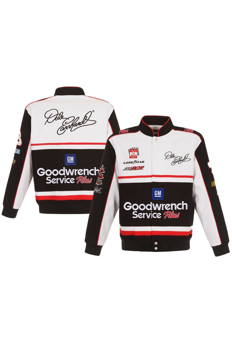 Men's JH Design White/Black Dale Earnhardt Goodwrench Twill Uniform Full-Snap Jacket, Main, color, White